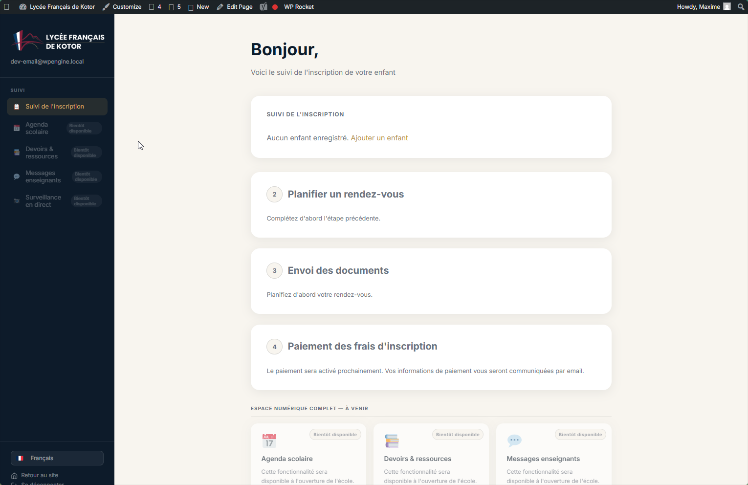 Espace interactif — dashboard